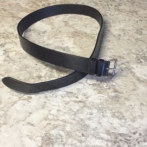 Men’s black leather belt 1.5 inches wide, 46-48 waist